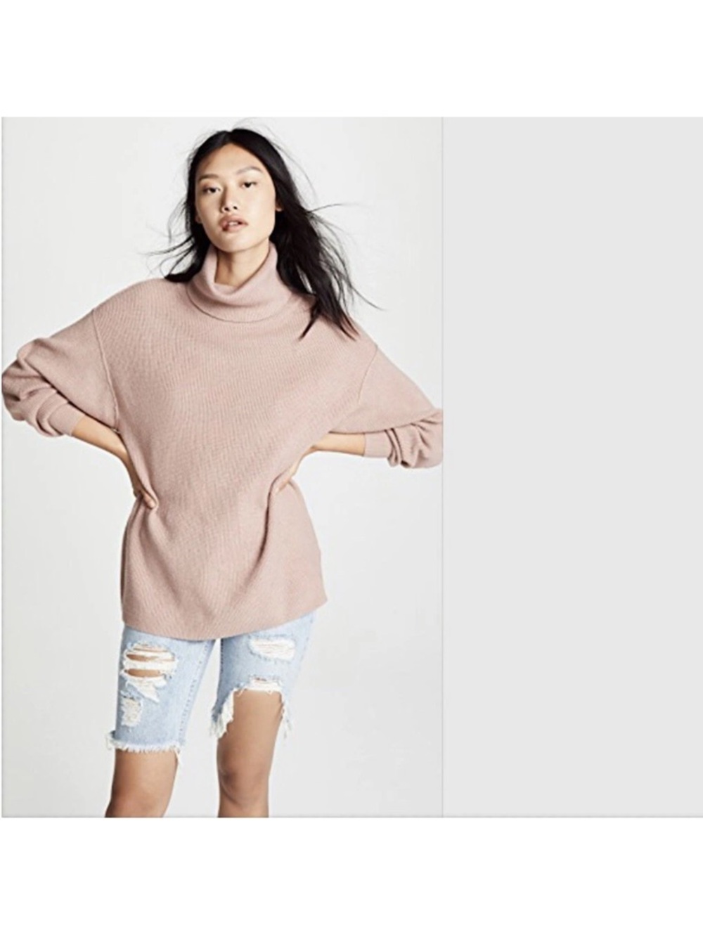Free people Dusty Mauve softly Structured tunic sweater oversized